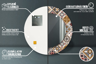 Miroir rond cadre imprimé Motif turc