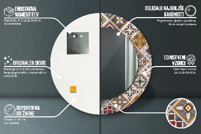 Miroir rond cadre imprimé Motif turc