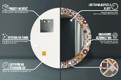 Miroir rond cadre imprimé Motif turc