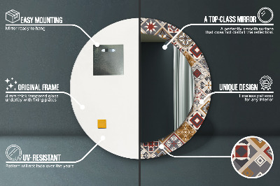 Miroir rond cadre imprimé Motif turc