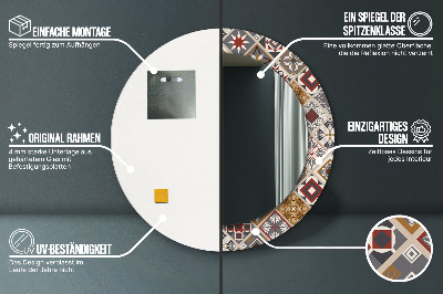 Miroir rond cadre imprimé Motif turc