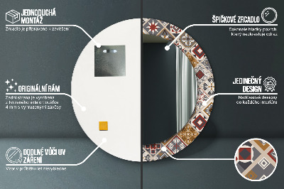 Miroir rond cadre imprimé Motif turc