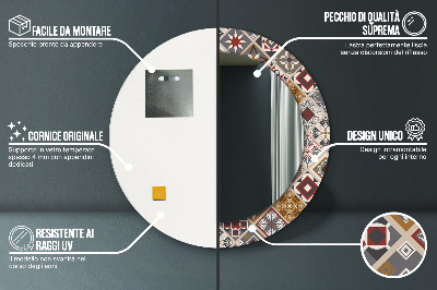 Miroir rond cadre imprimé Motif turc