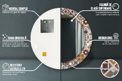 Miroir rond cadre imprimé Motif turc
