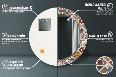 Miroir rond cadre imprimé Motif turc