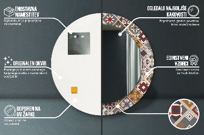 Miroir rond cadre imprimé Motif turc