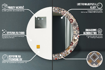 Miroir rond cadre imprimé Motif turc