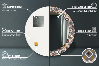 Miroir rond cadre imprimé Motif turc