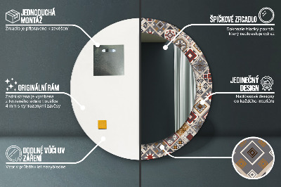 Miroir rond cadre imprimé Motif turc