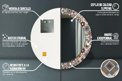Miroir rond cadre imprimé Motif turc