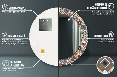 Miroir rond cadre imprimé Motif turc