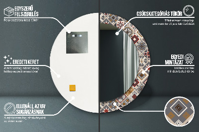 Miroir rond cadre imprimé Motif turc