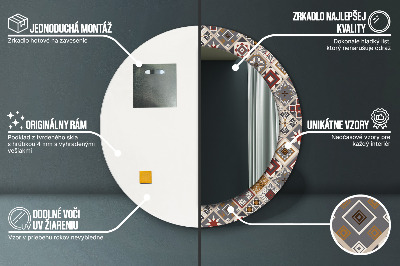 Miroir rond cadre imprimé Motif turc