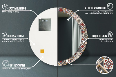 Miroir rond cadre imprimé Motif turc