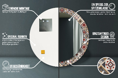 Miroir rond cadre imprimé Motif turc