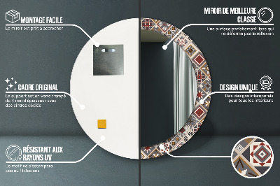 Miroir rond cadre imprimé Motif turc