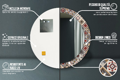 Miroir rond cadre imprimé Motif turc