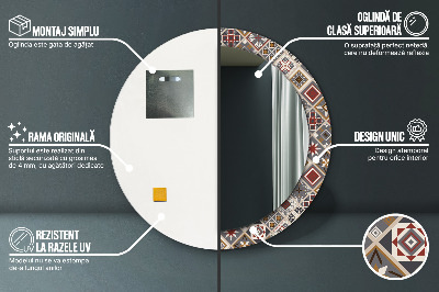 Miroir rond cadre imprimé Motif turc