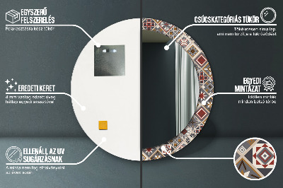 Miroir rond cadre imprimé Motif turc