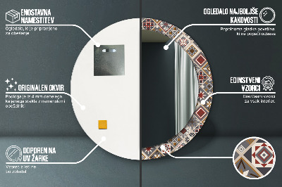 Miroir rond cadre imprimé Motif turc