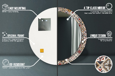 Miroir rond cadre imprimé Motif turc