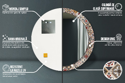 Miroir rond cadre imprimé Motif turc