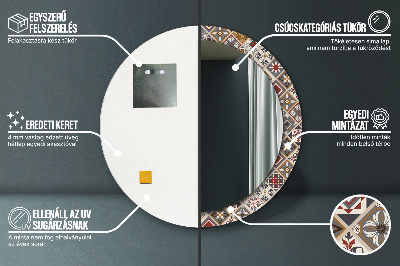 Miroir rond cadre imprimé Motif turc