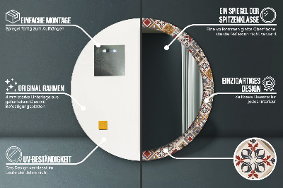 Miroir rond cadre imprimé Motif turc