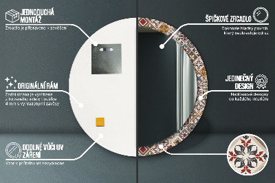 Miroir rond cadre imprimé Motif turc