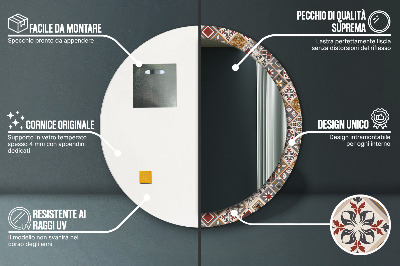 Miroir rond cadre imprimé Motif turc