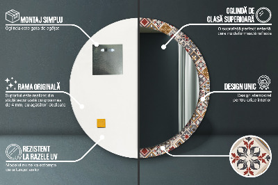 Miroir rond cadre imprimé Motif turc
