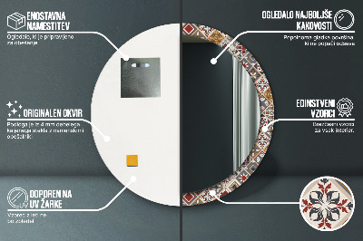 Miroir rond cadre imprimé Motif turc