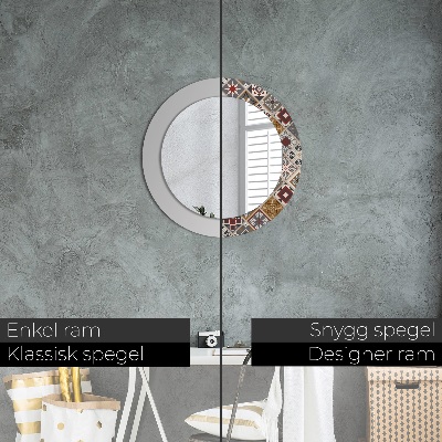 Miroir rond cadre imprimé Motif turc