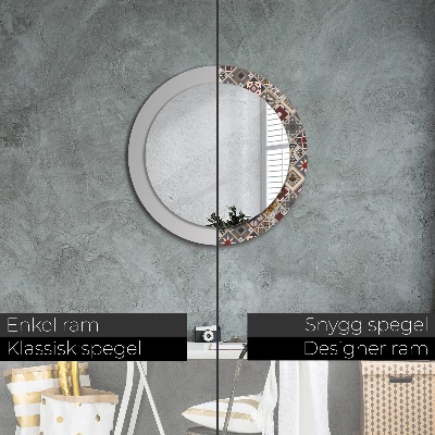 Miroir rond cadre imprimé Motif turc