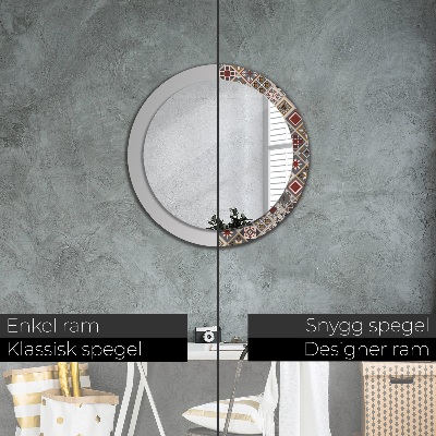 Miroir rond cadre imprimé Motif turc