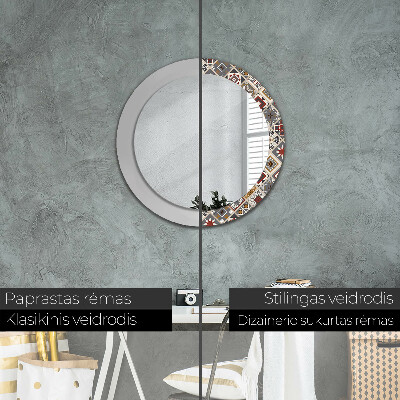 Miroir rond cadre imprimé Motif turc