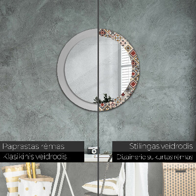 Miroir rond cadre imprimé Motif turc