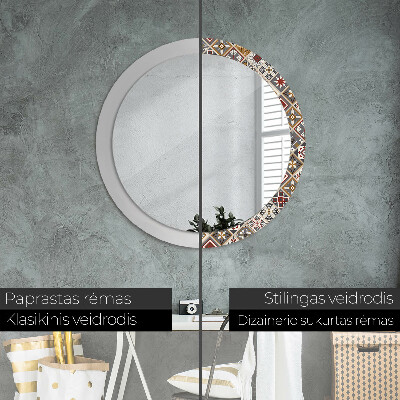 Miroir rond cadre imprimé Motif turc