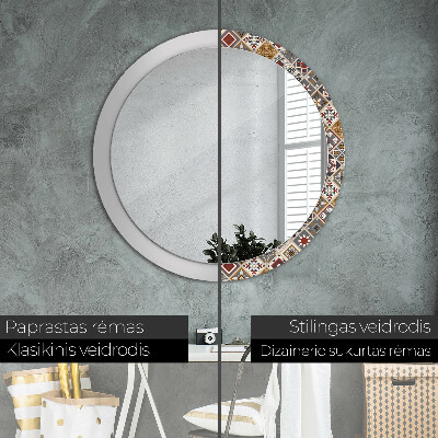Miroir rond cadre imprimé Motif turc