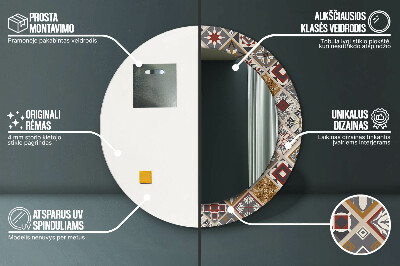 Miroir rond cadre imprimé Motif turc