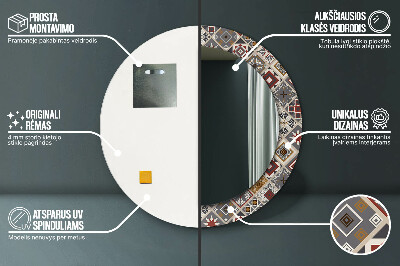 Miroir rond cadre imprimé Motif turc