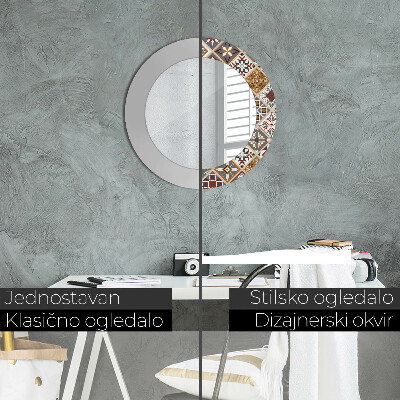 Miroir rond cadre imprimé Motif turc