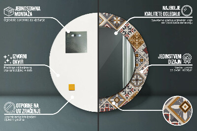 Miroir rond cadre imprimé Motif turc