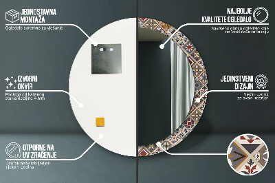 Miroir rond cadre imprimé Motif turc