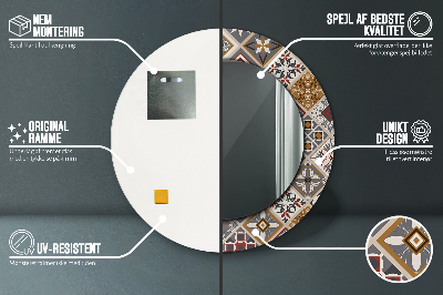 Miroir rond cadre imprimé Motif turc