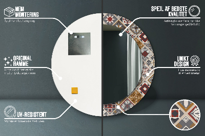 Miroir rond cadre imprimé Motif turc