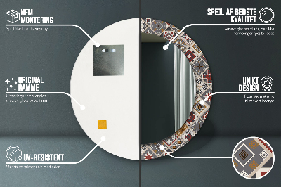 Miroir rond cadre imprimé Motif turc