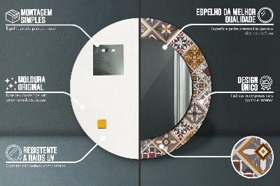 Miroir rond cadre imprimé Motif turc