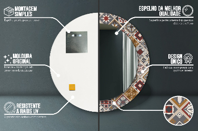 Miroir rond cadre imprimé Motif turc