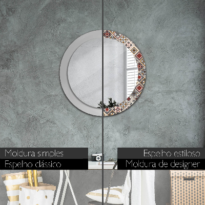 Miroir rond cadre imprimé Motif turc